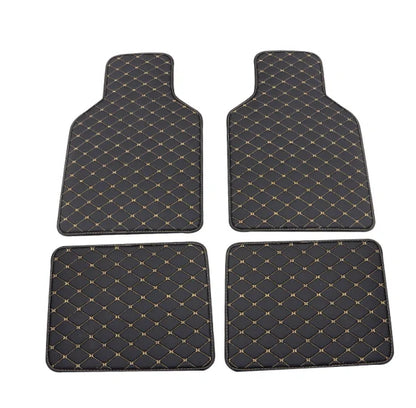 4pcs Universal Leather Car Floor Mat Car-Styling Interior Accessories Mat Floor Carpet Floor Liner Waterproof Foot Pad Protector