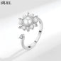 Korean Fashion Daisy Spinner Fidget Ring Multiple Style Sunflower Rose Snowflake Rotate Freely Anti Stress Anxiety Rings Wedding