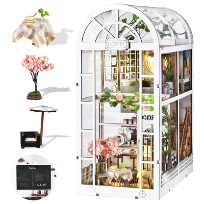 Book Nook Kit Coffee Shop Sunlight Room Dollhouse Booknook 3D Wooden Puzzle Miniature Doll House For Bookshelf Insert Furniture