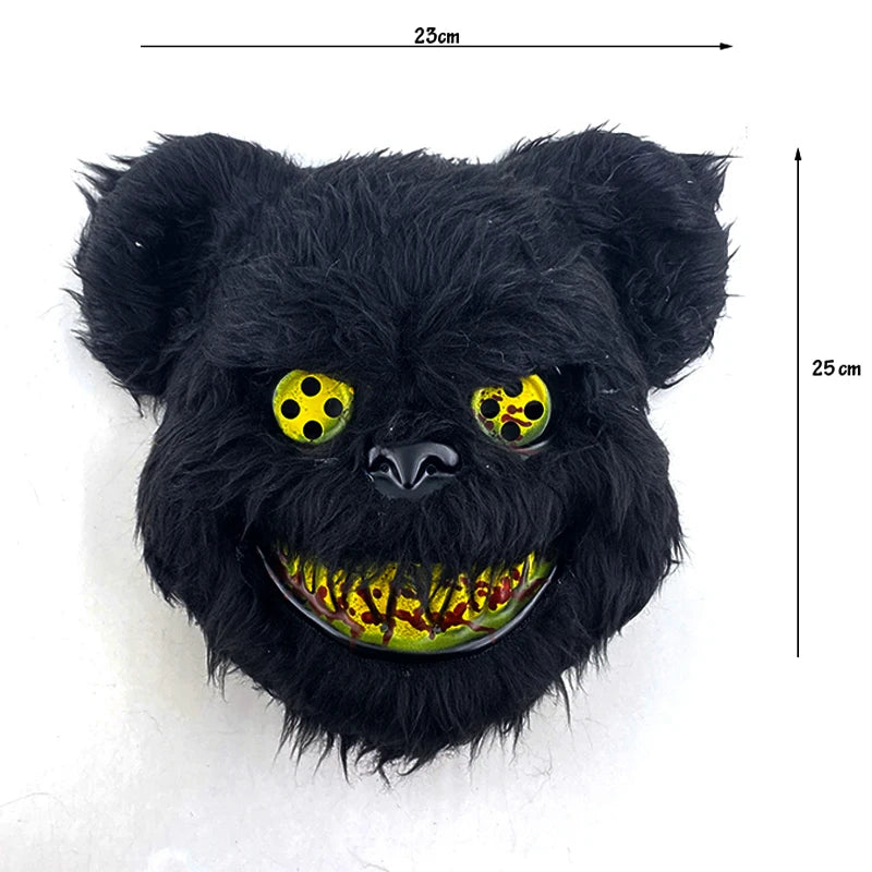 LED Glowing Cosplay Bloody Rabbit Mask Halloween Scary Killer Bloody Bunny Bear Headgear Carnival Masquerade Horror Costume Prop