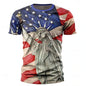 Men’s Retro Flag Skull T‑Shirt – 3D Print Short Sleeve Casual Summer Tee