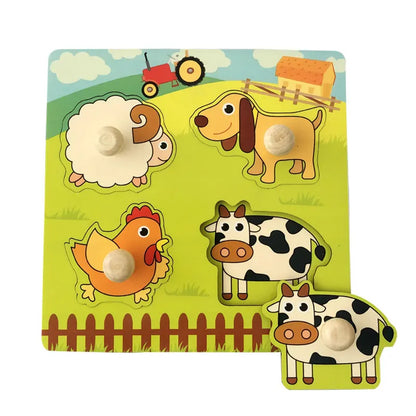 Baby Wooden Puzzles Montessori Toys 1 2 Years Toddler Toys Hand Grab Board Alphabet Number Cognition Learning Educational Toys