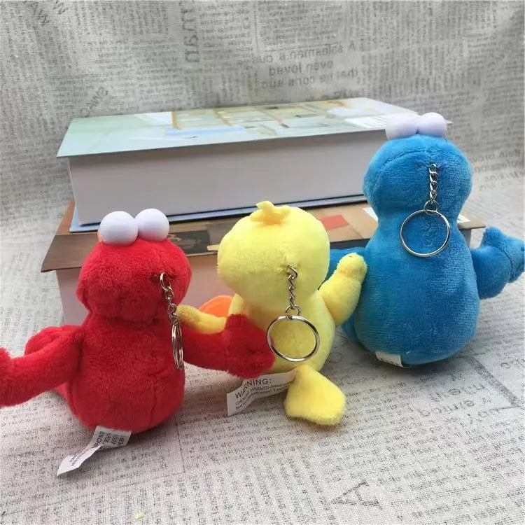 Sesame‑Street Style Plush Keychain Set – Elmo, Cookie Monster, Big Bird School Bag Pendant