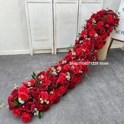 1m 2m Luxury Flower Row Runner Artificial Flowers for Table Centerpiece Wedding Decoration Mix Flowers Backdrop Wall Arches Deco