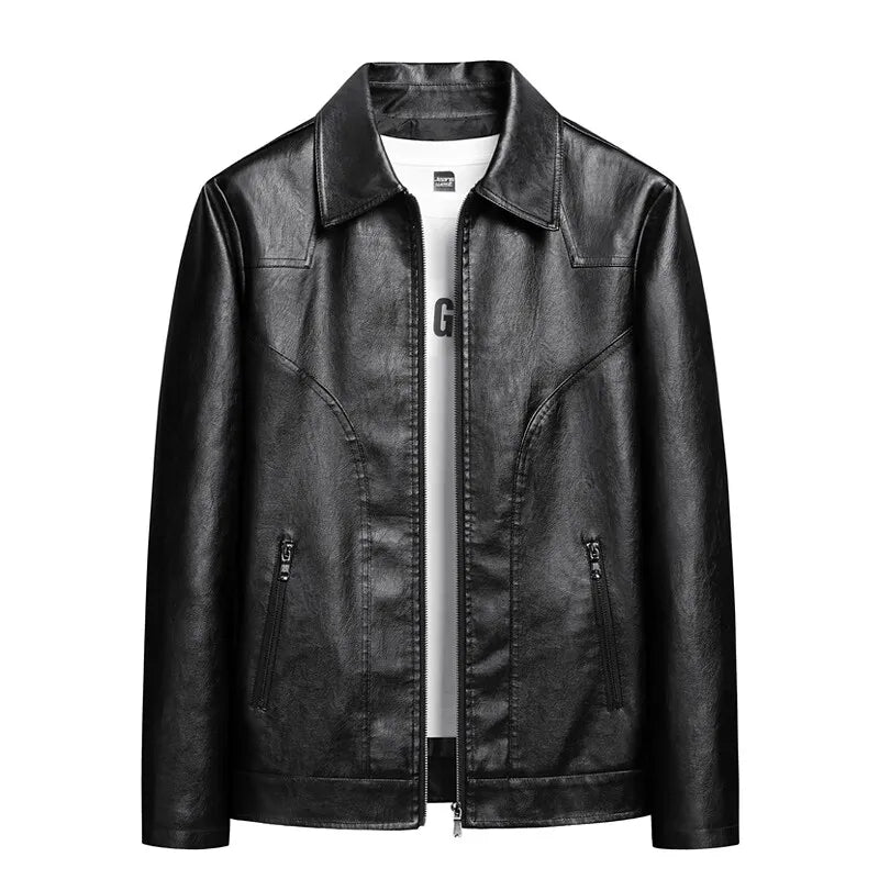 Men’s Trendy PU Leather Jacket – Black or Light Green, Asian Size M–7XL