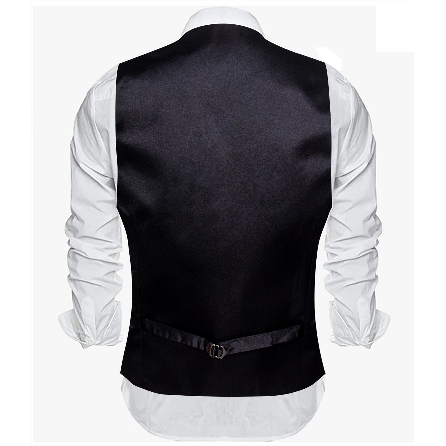 Designer Men's Vest Solid Silk Satin Waistcoat Tie Bowtie Hanky Set