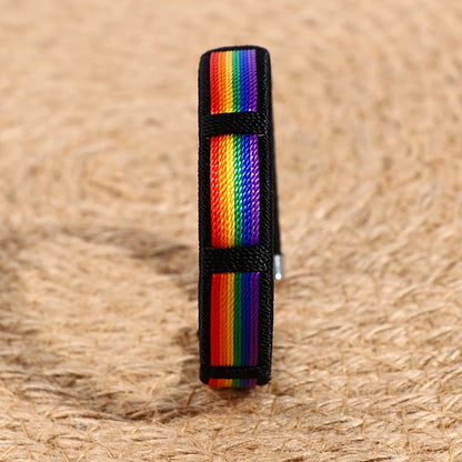 Rainbow String Open Cuff Bracelet – Fashion Unisex Bangle with Colorful Charm