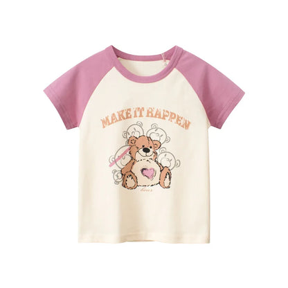 Short Sleeve Children Girl T-shirts Printed 2-8 Years Cotton Toddler Girl Tops Kids Baby Girl Tees Clothes