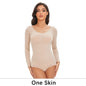 Womens Spandex Elastic Body Suit   Tummy Control Long Sleeve Shapewear Open Crotch