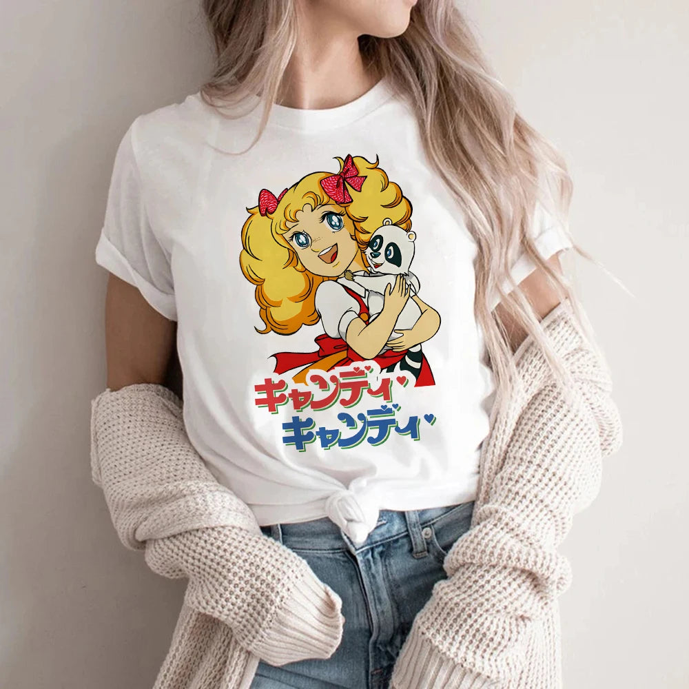 Candy Cartoon Print Streetwear T-shirt Harajuku Clothes Fashion Girls T Shirt Short Sleeve Summer Tee Casual Female O-Neck Top