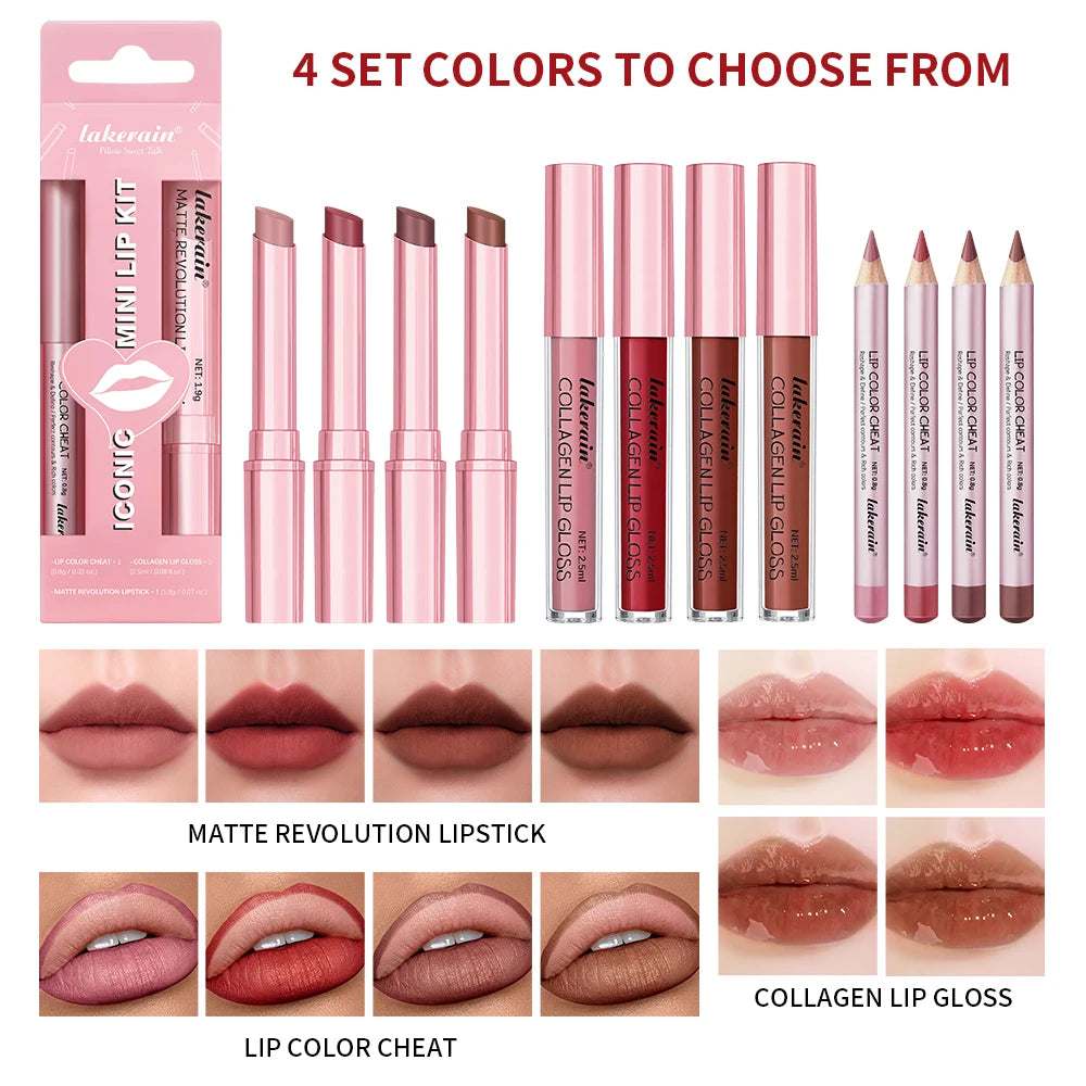 Matte Black Lipstick Set – Waterproof Velvet Liquid Lip Gloss & Lip Liner