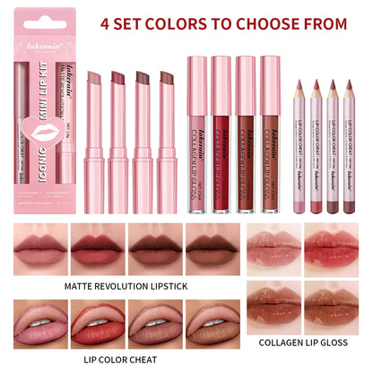 Matte Black Lipstick Set – Waterproof Velvet Liquid Lip Gloss & Lip Liner