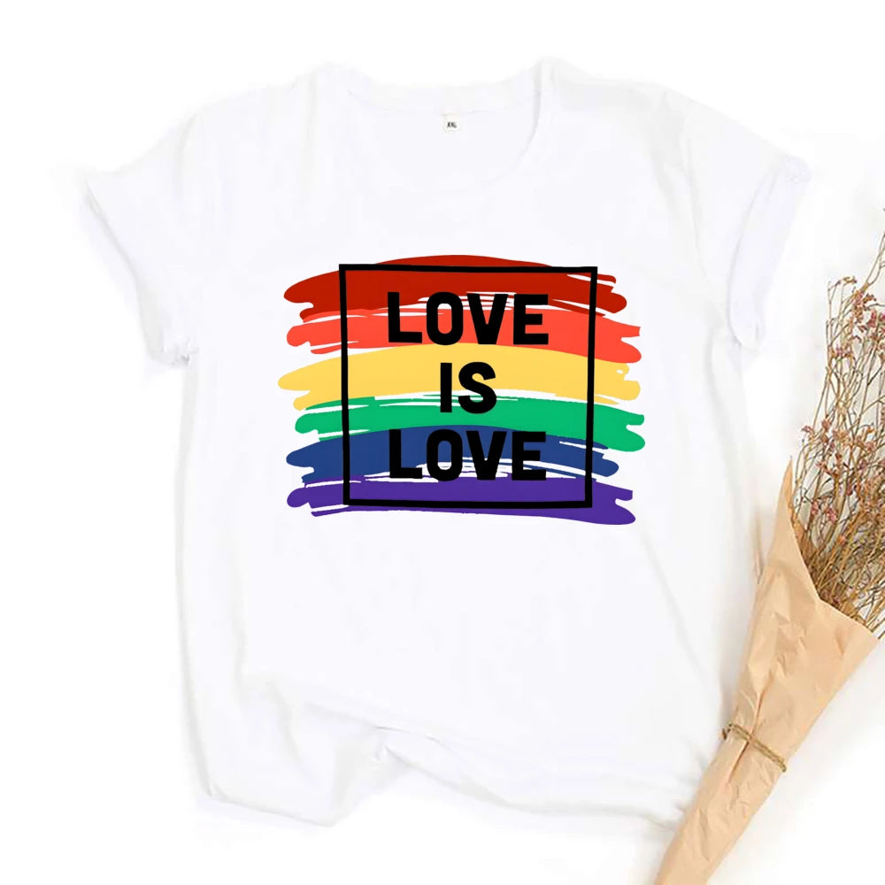 Love Is Love Print Women's T-shirt Pride Rainbow Print