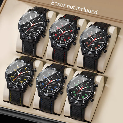 6PCS/Set Men Watches Fashion Silicone Band Mens Sports Watches Reloj Hombre（Without Box）
