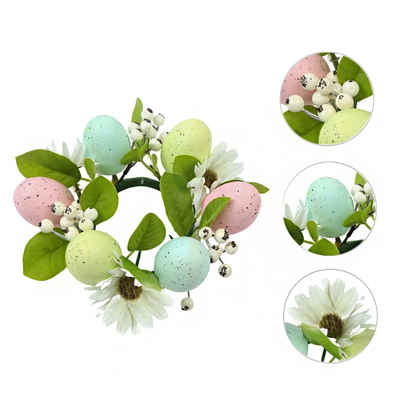 Candy Color Egg Candle Holder Flower Wreath Easter Party Decoration Desktop Home Centerpieces Table Arrangement Candles Wreath