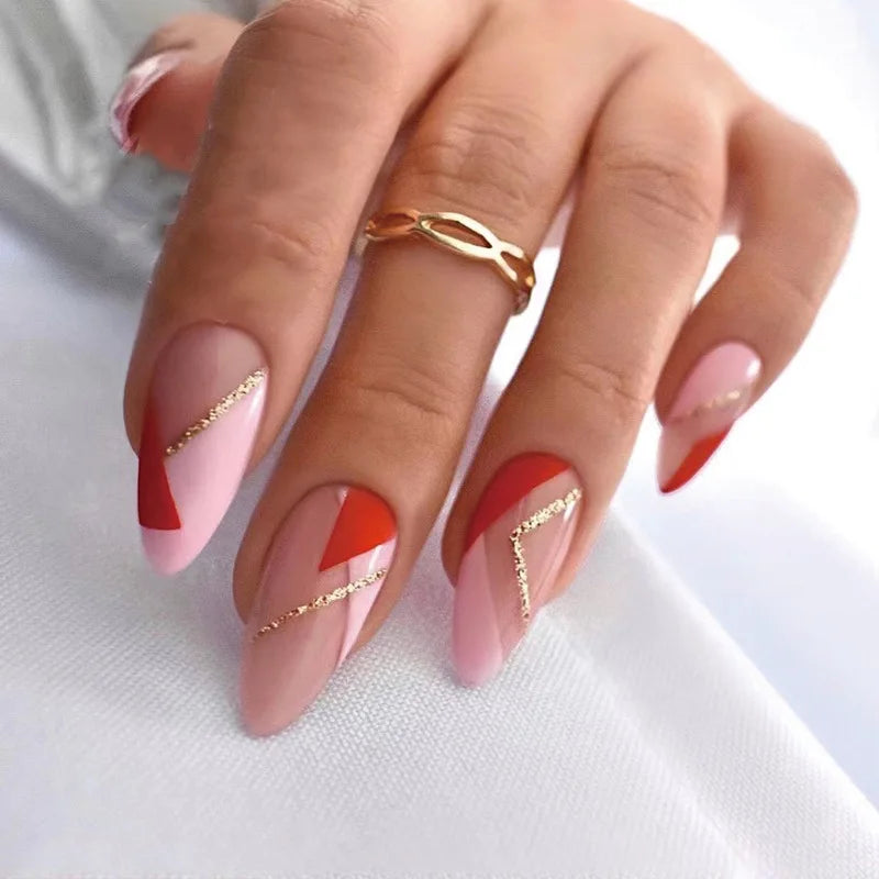 24pcs Full Cover Long False Press On Nails With Designs Light Green Stripe Gradient