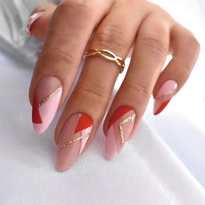 24pcs Full Cover Long False Press On Nails With Designs Light Green Stripe Gradient