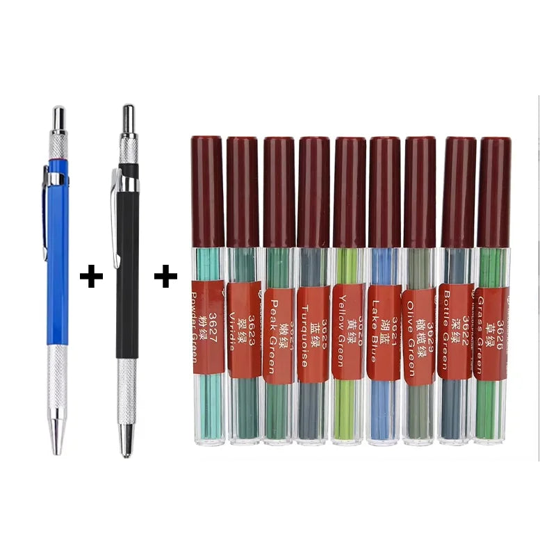 Mechanical Sketch Pencil 2.0mm – Includes 36‑Color Drawing Leads & Replacement Lead Set
