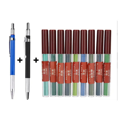 Mechanical Sketch Pencil 2.0mm – Includes 36‑Color Drawing Leads & Replacement Lead Set