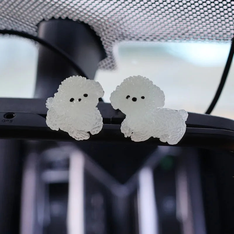 Luminous Poodle Dog Car Ornaments Dashboard Glow Ornament  Decoration Accessories