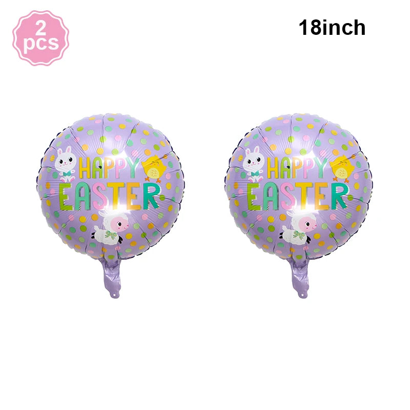 Easter Bunny Foil Balloon Cute Rabbit Chicken Egg Cartoon Carrot Foil Balloon Kids Happy Easter Gift Girl Baby Shower Decoration