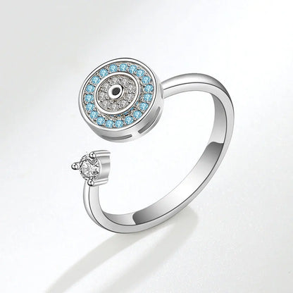 Fidget Spinner Ring Anxiety for Women Multiple Crystal Flower Eye Butterfly Animal Ring Rotate Anti Stress Wedding Jewerly