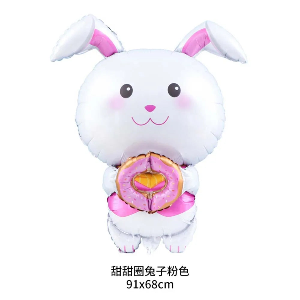 Cute Cartoon White Bunny Aluminum Foil Balloons Rabbit Happy Easter Party Decoration Supplies Children Favor Birthday Party Gift