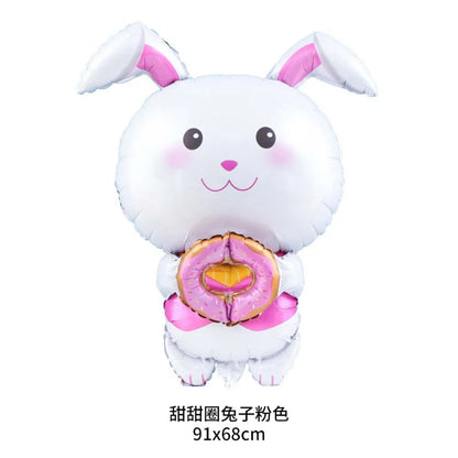 Cute Cartoon White Bunny Aluminum Foil Balloons Rabbit Happy Easter Party Decoration Supplies Children Favor Birthday Party Gift
