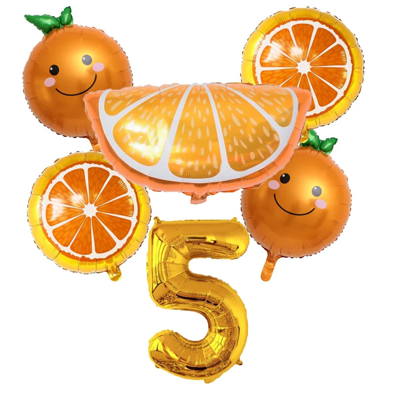 6pcs Orange Foil Balloon with 32inch Number Balloons Summer Themed Fruit Globals Baby Shower Birthday Thankgiving Party Decor