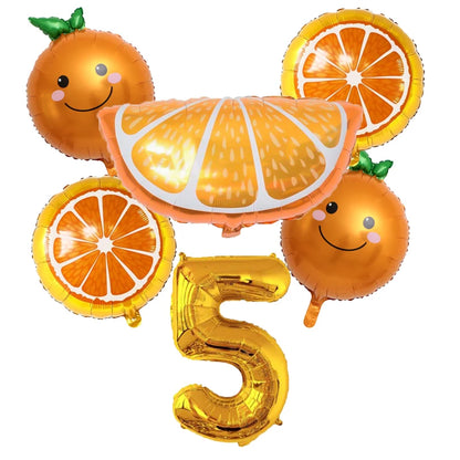 6pcs Orange Foil Balloon with 32inch Number Balloons Summer Themed Fruit Globals Baby Shower Birthday Thankgiving Party Decor