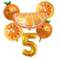 6pcs Orange Foil Balloon with 32inch Number Balloons Summer Themed Fruit Globals Baby Shower Birthday Thankgiving Party Decor