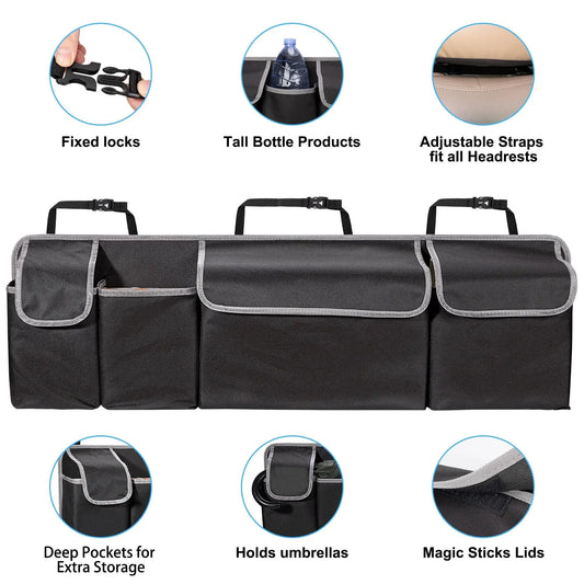 Car Trunk Organizer Backseat Storage Bag High Capacity Multi-use Oxford Car Seat Back Organizers Automobile Interior