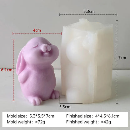 Cute Bear Kitten Rabbit Silicone Candle Mold DIY Cartoon Animal Aroma Plaster Ornament Mould Soap Candle Making Supplies