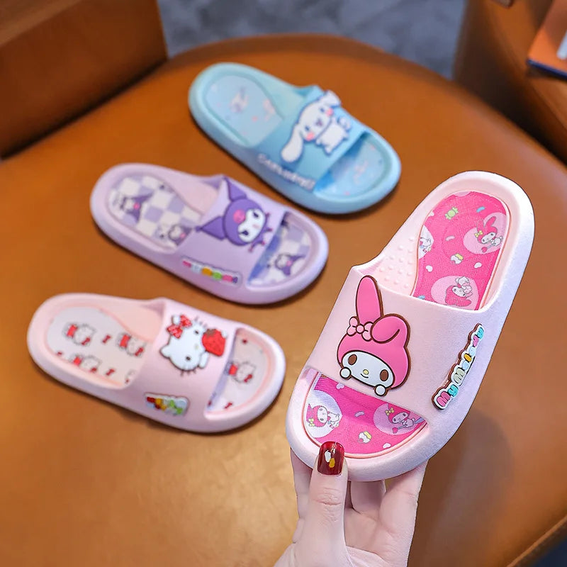 Sanrio Hello Kitty Summer Slippers - Cute Kuromi and Cinnamoroll Designs, Anti-Slip Indoor Bathroom Slippers, Cartoon Outdoor Sandals