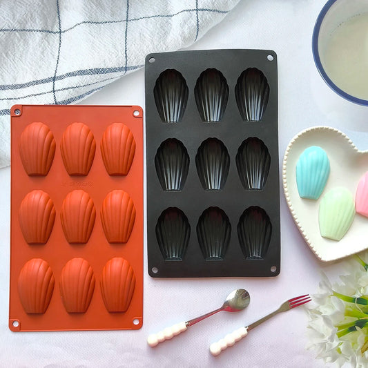 1/2‑Pack Silicone 9‑Cavity Madeleine Mold