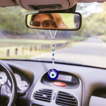 Evil Eye For Car Decorative Evil Blue Eye Car Charm Accessory Shining Rear View Mirror Charm Evil Eye Car Charm Window Pendent