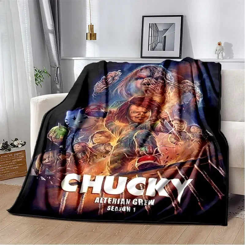 3D Horror Movie Character Chucky Saw Cartoon Area Blanket Fashion Soft Cozy Living room Bedroom Sofa Bed Travel Blanket
