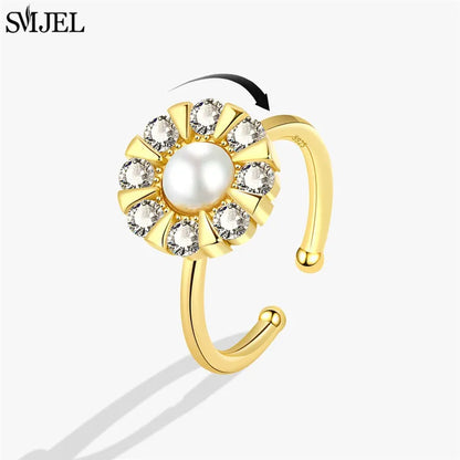 Korean Fashion Daisy Spinner Fidget Ring Multiple Style Sunflower Rose Snowflake Rotate Freely Anti Stress Anxiety Rings Wedding
