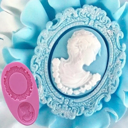 Woman Cameo Mirror Frame Silicone Mold – Fondant, Chocolate & Cake Decorating Mold