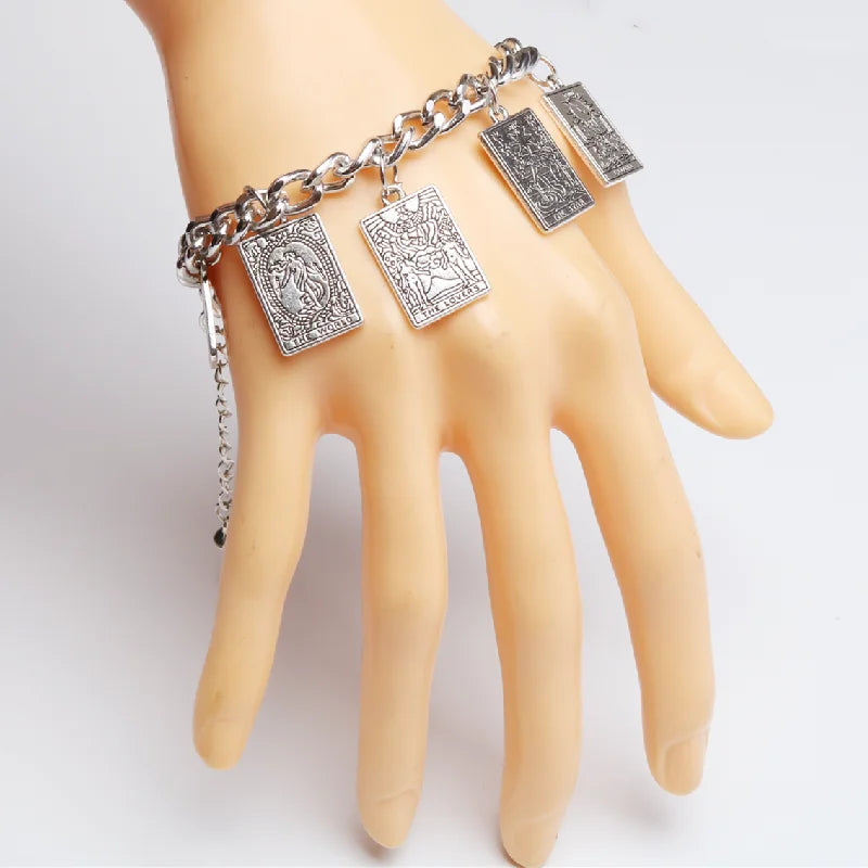 Retro Magic Witch DivinationTarot Star Moon Sun World Charm Bracelet DIY Jewelry Crafts Friendship Gift For Woman and Man P738