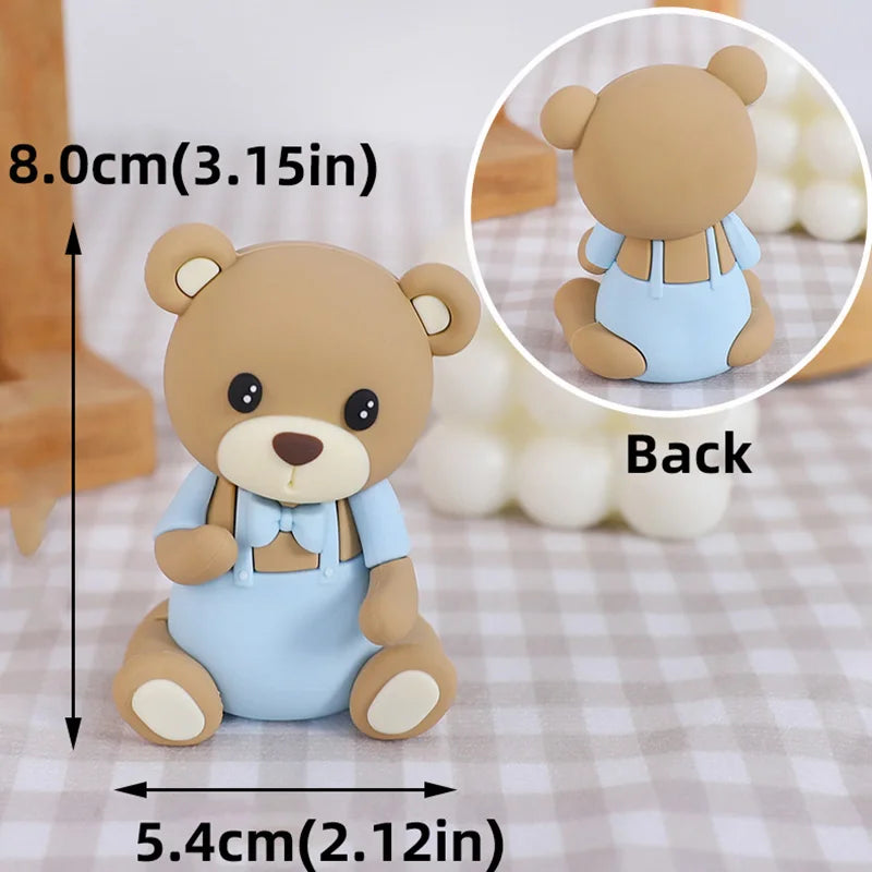 New Hot Air Balloon Cake Decoration Pink Blue Bear Cake Topper for Boy Girl Baby Shower Kids Happy Birthday Party Supplies Gifts