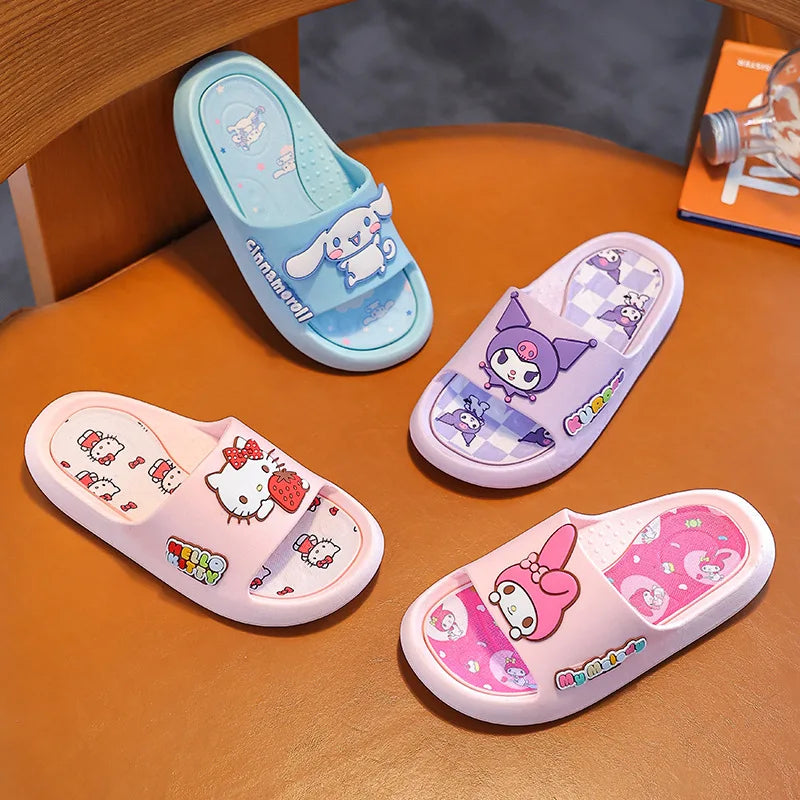 Sanrio Hello Kitty Summer Slippers - Cute Kuromi and Cinnamoroll Designs, Anti-Slip Indoor Bathroom Slippers, Cartoon Outdoor Sandals