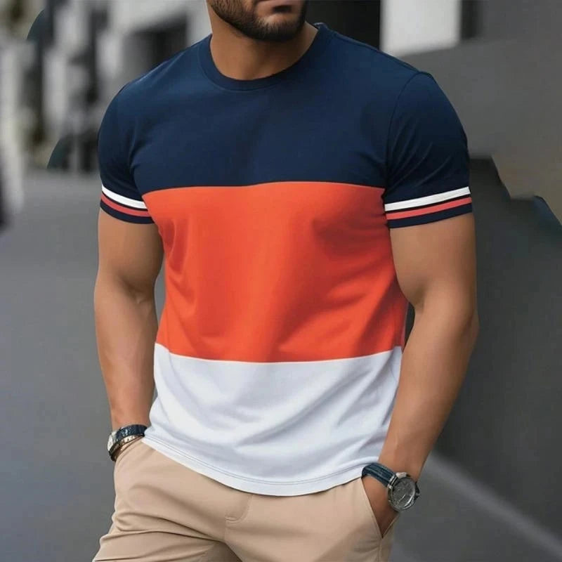 Summer new men's printed T-shirt round neck street Harajuku sports casual men's short sleeved plus size comfortable top