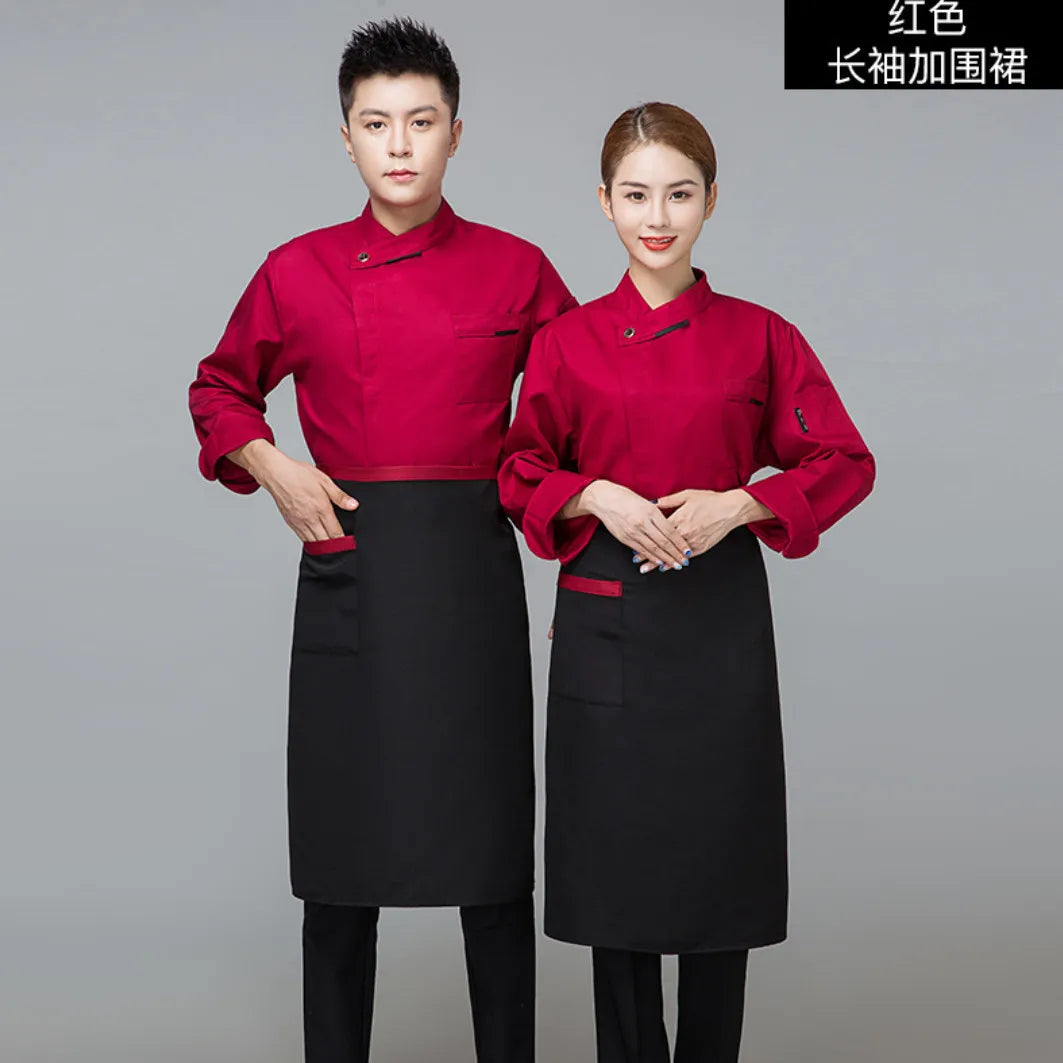 White Chef Jacket short Sleeve Head Chef Uniform Restaurant Hotel Kitchen Cooking Clothes Catering Foodservice Chef Shirt Apron