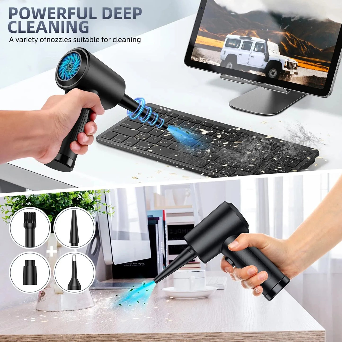 Electric Rechargeable Cordless Compressed Air Duster  For Cleaning Computer Keyboard, Camera, Car or  Home