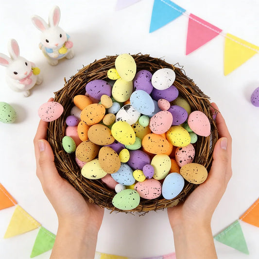 50/100Pcs Easter Egg Decor Colorful Pendant Ornaments  Easter Party Home Hanging Decoration Family Activity Holiday Gift