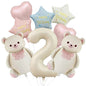 Cute Teddy Bear Party Birthday Number Balloons Large Retro Brown Bear Foil Balloon Set 8 pcs Baby Shower Birthday Party Decor