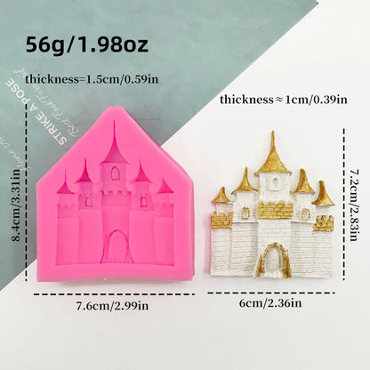 1 piece, castle shaped silicone mold, flipped sugar cake decoration, European style architecture retro castle chocolate mold