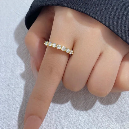 Moissanite Ring 925 Sterling Silver Diamond Eternity Band Engagement Wedding Rings for Women Luxury Quality Jewelry