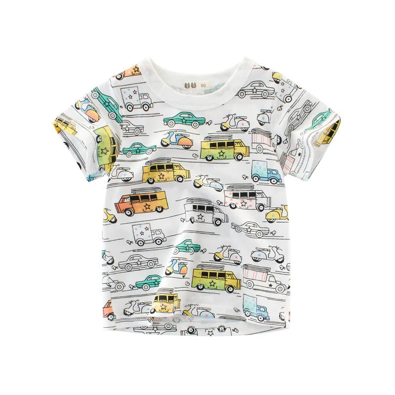 OLEKID 2025 Summer Stripe Children Boys T-shirts Printed Letter 2-8 Years Kids Little Boy Tops Short Sleeve Toddler Tees Clothes